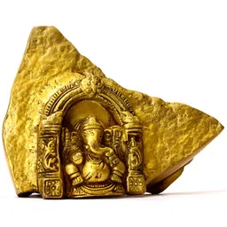 Exotic India Gold-Toned Rock Cut Temple of Lord Ganesha Religious Idol Showpiece-image-82