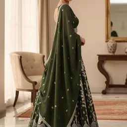 Jomso Embroidered Sequinned Silk Semi-Stitched Lehenga & Unstitched Blouse With Dupatta image 3