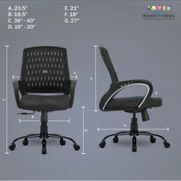 FUGO Black Ergonomic Adjustable Office Arm Chair image 2