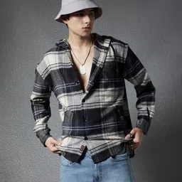 VOLTEDGE Men Classic Relaxed Fit Spread Collar Tartan Checked Cotton Casual Shirt-picture-25