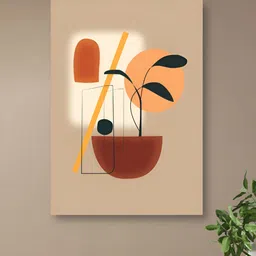 nestroots Beige & Brown 1 Piece Canvas Abstract Wall Paintings image 1