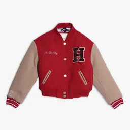 Tommy Hilfiger Eroupe Girls Colourblocked Relaxed Fit Varsity Jacket-picture-18