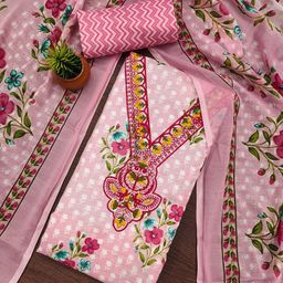 LeeliPeeri Designer Floral Printed Sequinned Cotton Unstitched Dress Material-picture-47