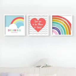 My Kids Wall White & Blue 3 Pieces Wooden Wall Art-image-42
