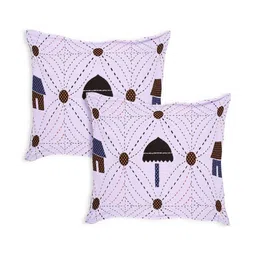 tundwal's Lavender & Brown Floral 210 TC King Bedsheet with 2 Pillow Covers image 2