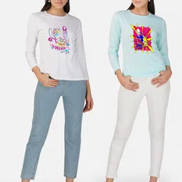 Metronaut Women 2 Printed Bio Finish Applique T-shirt image 5