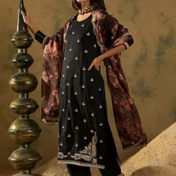 Indo Era Ethnic Motifs Embroidered Kurta with Trousers & Dupatta-picture-41