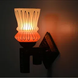 1ST TIME Orange & Orange Textured Wood Contemporary Rectangle Shaped Wall Lamp image 5