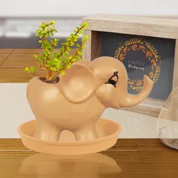 LASAKI Jumbo Brown Ceramic Handmade Planter With Plate image 3