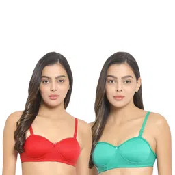 Women Cotton Red,Green Padded Non-Wired Lingerie Bra Sport wear Gym Crop Tank Top-image-8