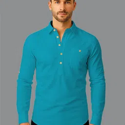 Navkanj Long Sleeves Mandarin Collar Straight Short Kurta-picture-17
