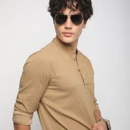 VASTRADO Men Striped Thread Work Kurta image 2