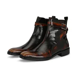 MILLE DOLLARI Men Printed Regular Leather Mid-Top Boots With buckle closer image 5