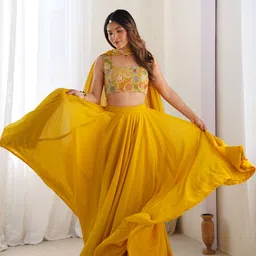 SWEETPEL Embroidered Ready to Wear Lehenga & Blouse With Dupatta-picture-32