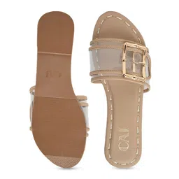 CAI Women Striped Open Toe Flats with Buckles image 2