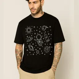 Be Crazy Graphic Printed Round Neck Drop-Shoulder Sleeves Oversized Cotton T-shirt-picture-27