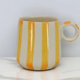The Decor Lane White & Yellow Printed Dishwasher and Microwave Safe Ceramic Mug-image-86