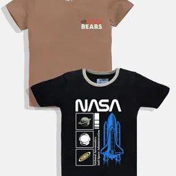 YK X Minute Mirth Boys Pack of 2 Printed Round Neck T-shirts-picture-41