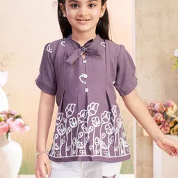 Muhuratam Girls Printed Top with Capris image 3
