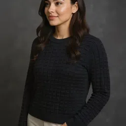 The Roadster Lifestyle Co Textured Slim-Fit Round Neck Knit Pullover Sweater-picture-36