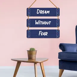 WallDaddy Blue& White Printed Wooded Wall HangingDecor image 3