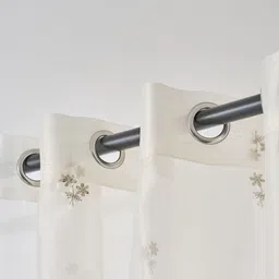 Home Centre Glimmer Luxe Adreine Off White Embroidered Breathable 2 Pieces Window Curtains image 2
