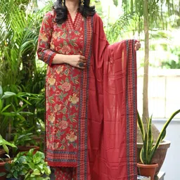KALINI Floral Printed Kurta With Trousers & Dupatta-picture-10