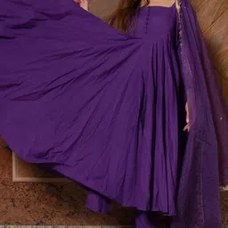 kreadaa Square Neck Cotton Fabric 3/4 Sleeve Long Women Kurta Set image 3