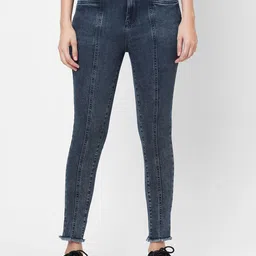 Kraus Jeans Women Skinny Fit Mid-Rise Low Distress Jeans-image-2