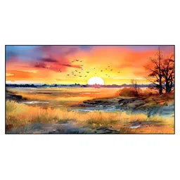 DEKORSTATION Orange Coloured & Yellow Printed Canvas Wall Art image 3