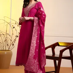 new ethnic 4 you Embroidered Kurta, Salwar & Dupatta Set image 3