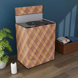 Myntra Elegant Homes Brown & Maroon Checked Waterproof Washing Machine Cover With Zip-picture-39