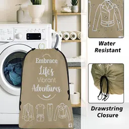 Aura Brown & White 4 Pieces Printed Foldable Water Resistant Multi-Utility Laundry Bags image 3
