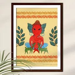 Peepul Tree Beige & Orange 1 Piece Paper Religious Wall Paintings-image-91