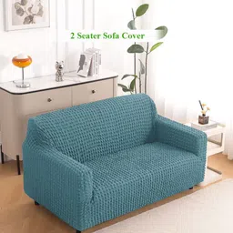 HOKIPO Teal 280 GSM 2 Seater Anti Slip Sofa Cover With Arms-picture-33