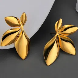 AKISON JEWELS Women Stainless Steel Leaf Shaped Earrings-picture-22