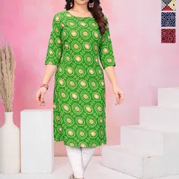 KETAKI FASHION Selection Of 4 Floral Printed Round Neck Straight Kurtas-image-76