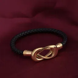 PALMONAS Gold-Plated Stainless Steel Leather Wraparound Bracelet-picture-22