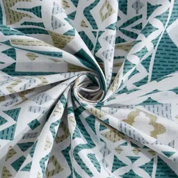 KLOTTHE Green & Yellow Geometric Printed 400 TC Cotton King Bedsheet Set 2.70 m x 2.70 m image 4