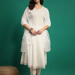 V.S.Creation Women Regular Pure Cotton Kurta with Trousers & With Dupatta-picture-33