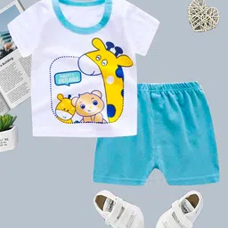 HELPOM Kids Pack Of 2 Printed Round Neck T-shirt With Shorts image 3