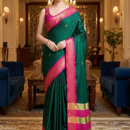 all about you Woven Design Zari Pure Silk Handloom Kanjeevaram Saree-picture-35