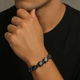 Adwitiya Collection Men Silver-Plated Wraparound Bracelet image 3