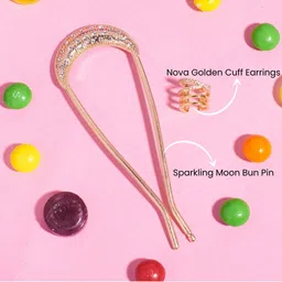 SALTY Stones Studded Pop Star Bun Pin And Cuff image 3