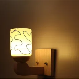 1ST TIME Black & White Printed Wood Contemporary Cylinder Shaped Wall Lamp image 2