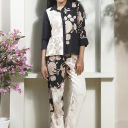 Boho By Athena Floral Printed Shirt Collar Linen Shirt With Trouser-picture-12