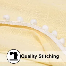 THE LINEN COMPANY Cream-Coloured & White Sheer Window Curtain image 2