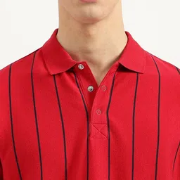 United Colors of Benetton Men Striped Polo Collar Pure Cotton T-shirt image 2