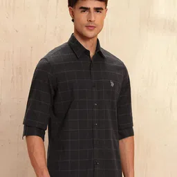 U.S. Polo Assn. Tailored Fit Windowpane Checked Casual Shirt image 4
