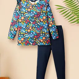 Tiara Girls Printed Pure Cotton Top With Legging-image-20